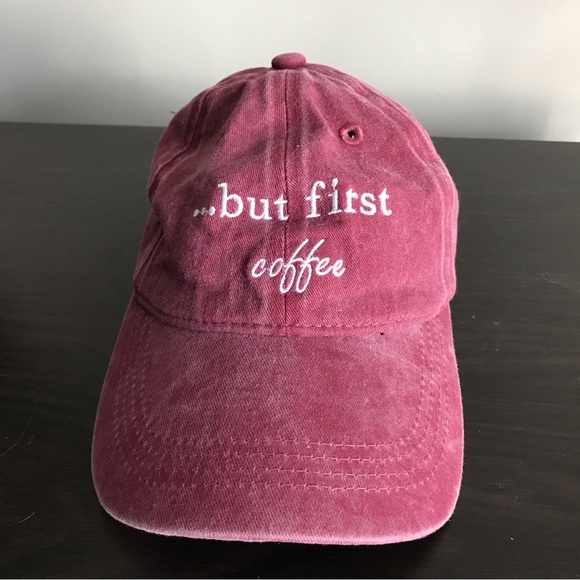 5 for $25! 💕 But First, Coffee Pink Embroidered Baseball HAT 😏 - Picture 6 of 8